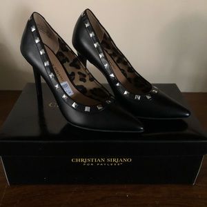 Christian Siriano Black Studded Heels